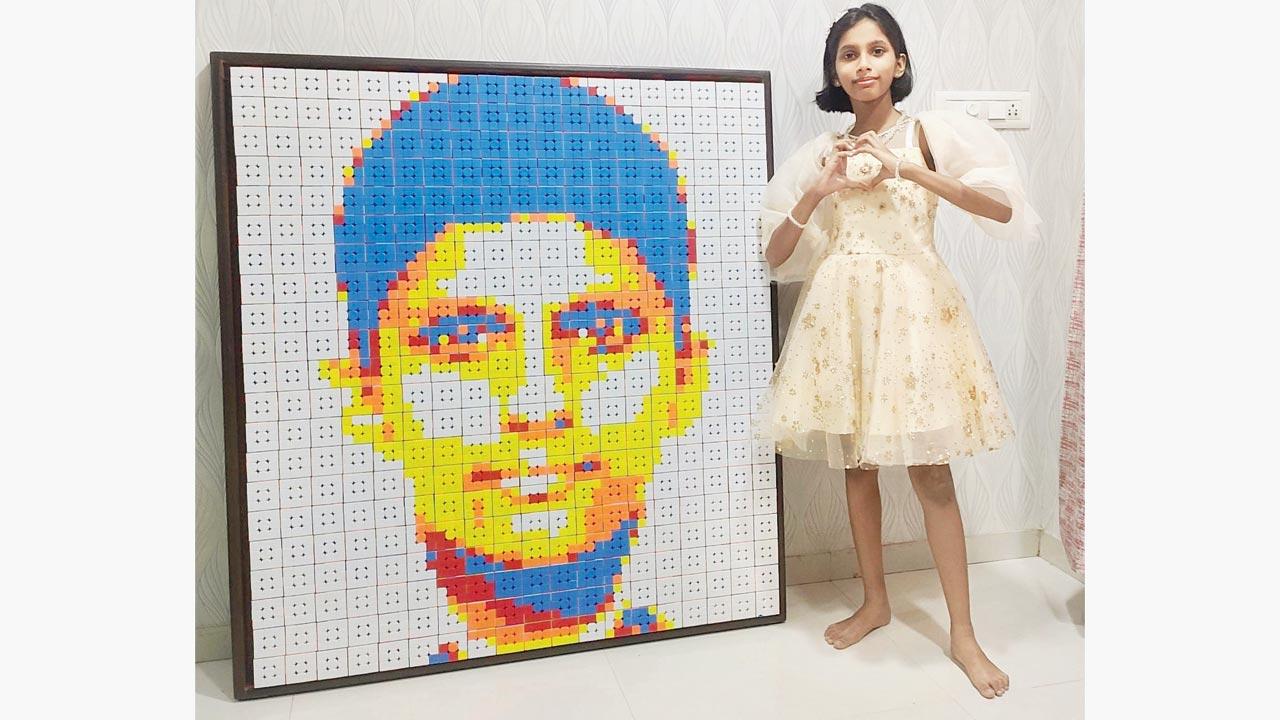 Annie Singh took three hours to make the 19x21-inch cube portrait