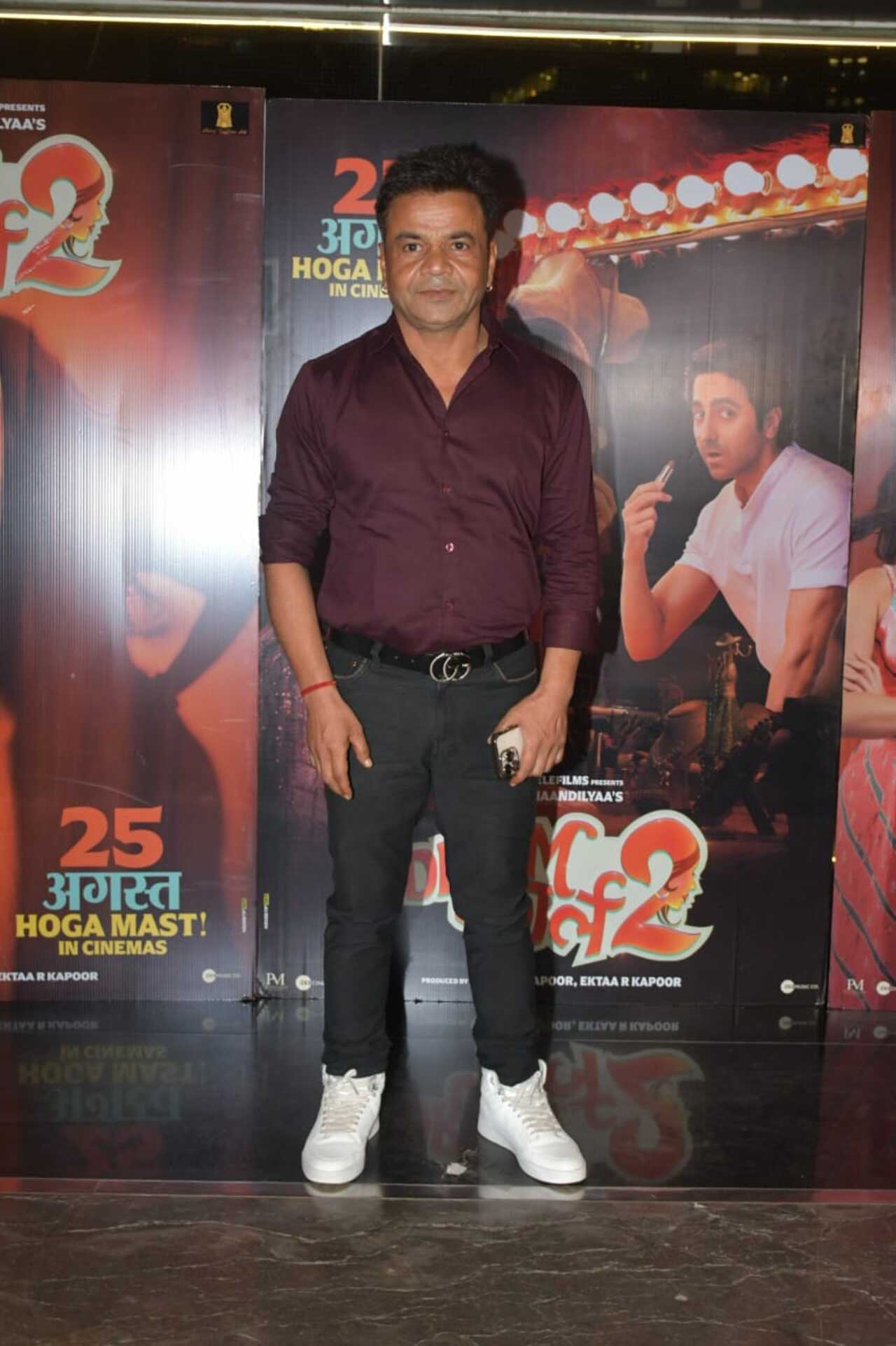 Actor Rajpal Yadav looked smart in a maroon shirt and black pants. He was seen interacting and joking around with the paparazzi