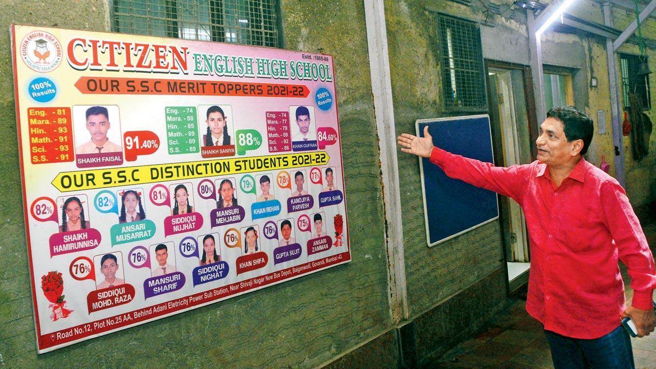 Mohammed Saeed Akbar Khan, founder trustee of Universal Welfare Trust, which runs three schools—The Citizen English School, the Unique Hindi High School and the Citizen Primary School—in Govandi, says their students have been excelling in the SSC board exams