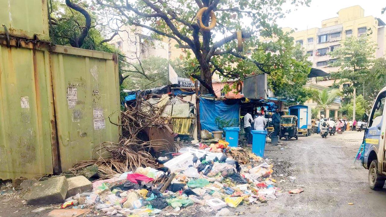 Garbage dumped on the road at tony Chandivli in Andheri East