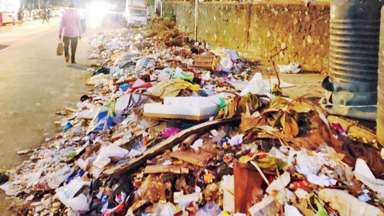 Garbage dumped on the road at tony Chandivli in Andheri East