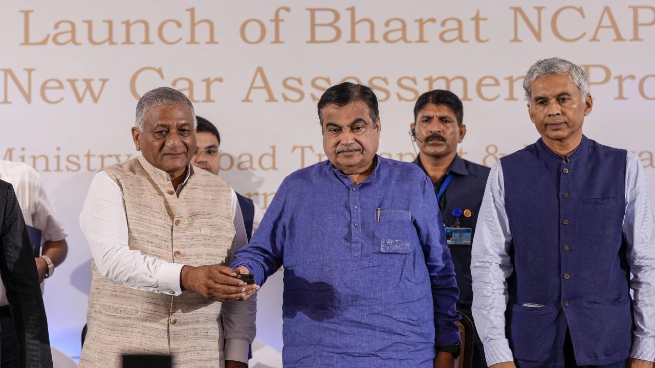 Union minister Nitin Gadkari on Tuesday launched the country's first crash testing programme Bharat NCAP, which is aimed at improving road safety standards of motor vehicles up to 3.5 tonnes. Photos/PTI