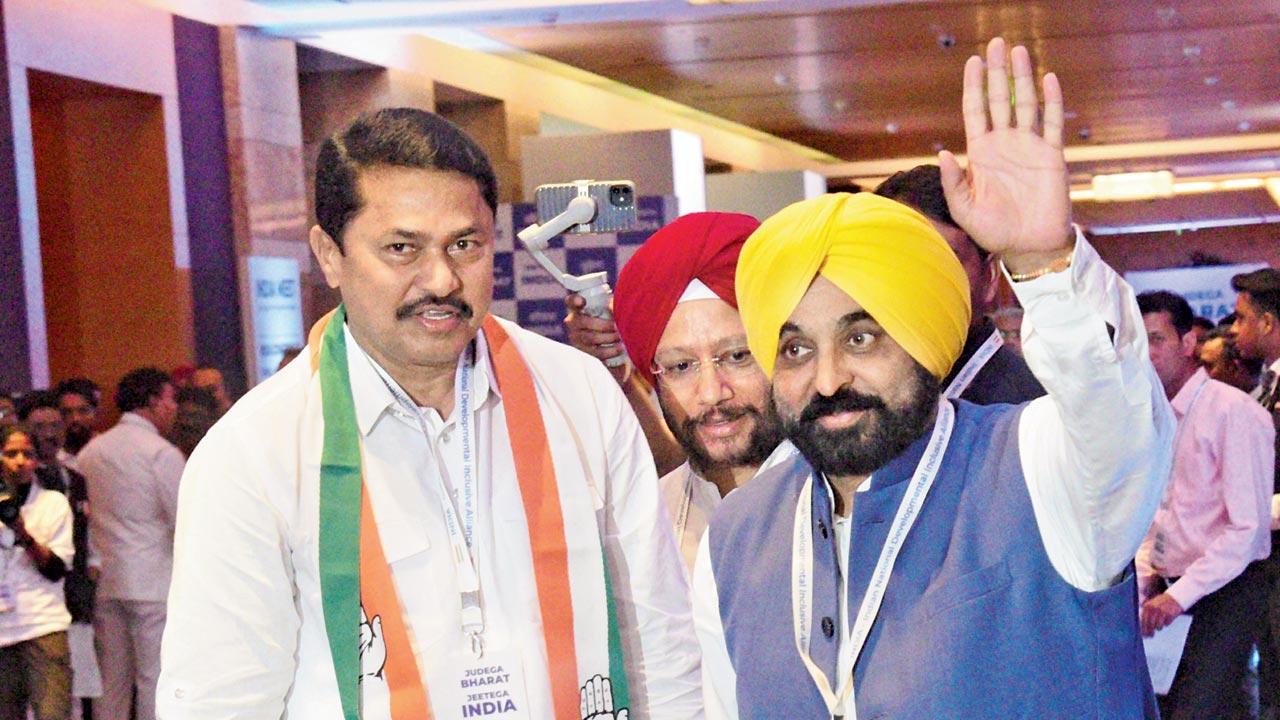 Congress leader Nana Patole with Punjab Chief Minister Bhagwant Singh Mann at the venue. 