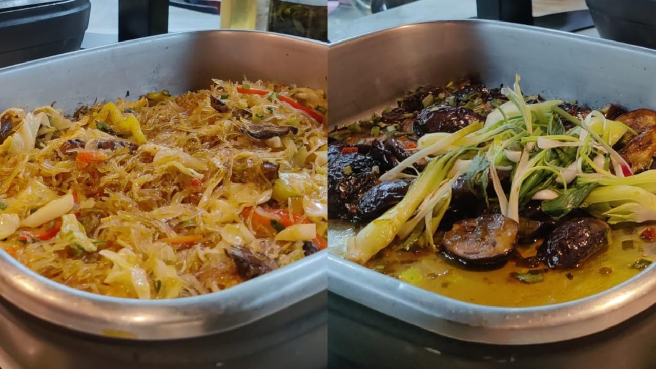 As for vegetarian dishes, dig into the goodness of wok-fried glass noodles with mushroom and vegetable, sauteed vegetable with mushroom, deep-fried paneer with lemongrass and chilli and grilled eggplant with scallion sauce.  