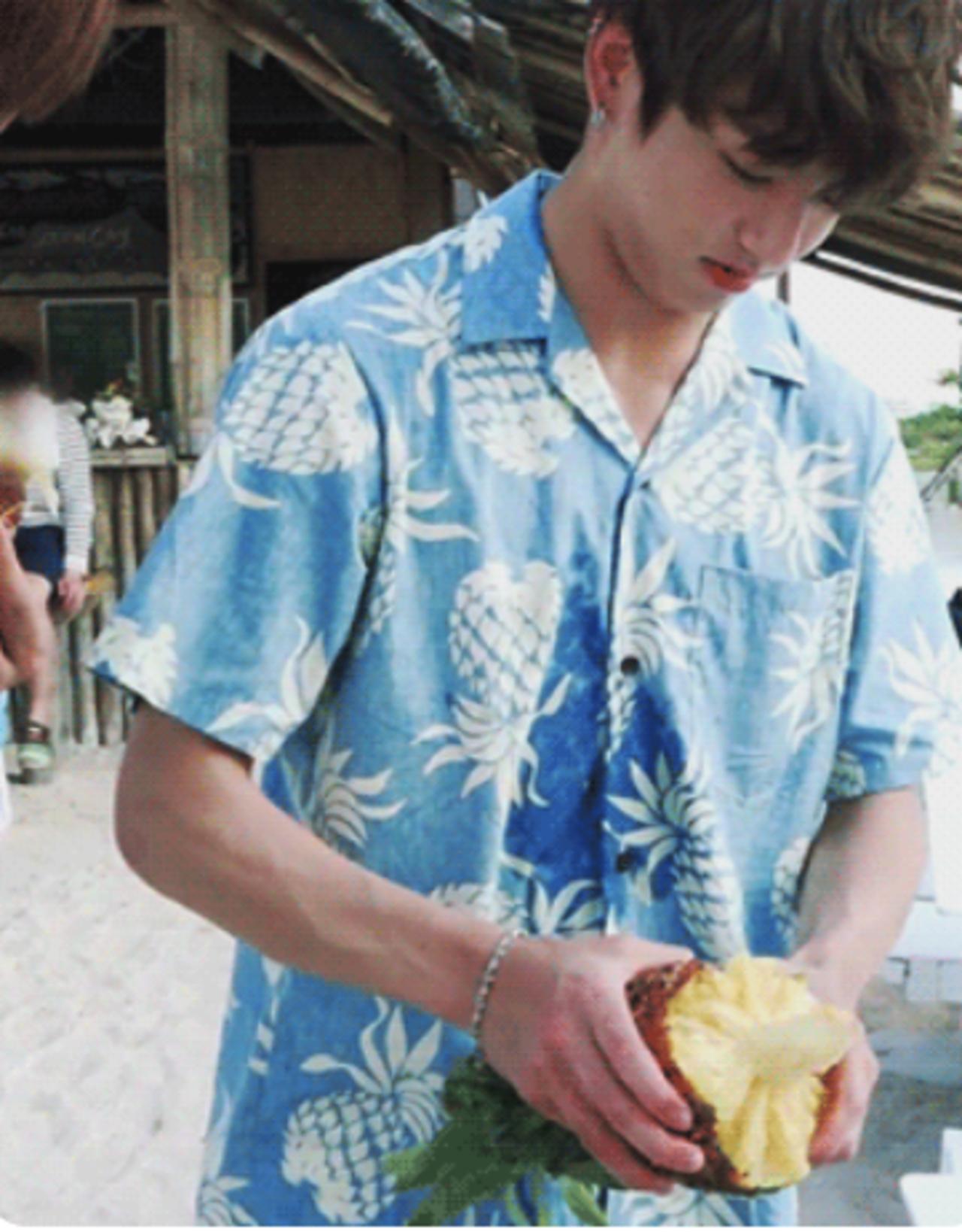 Speaking of bare hands, Jungkook has some unique and eccentric talents up his sleeve that simultaneous terrorize his hyungs and also make them call on him for help. A funny moment was when Jin got scared of Jungkook because he peeled a pineapple, once again single-handedly and bare-handed!