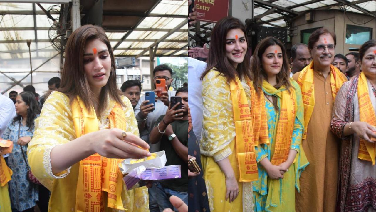 After National Award win, Kriti Sanon visits Siddhivinayak with family