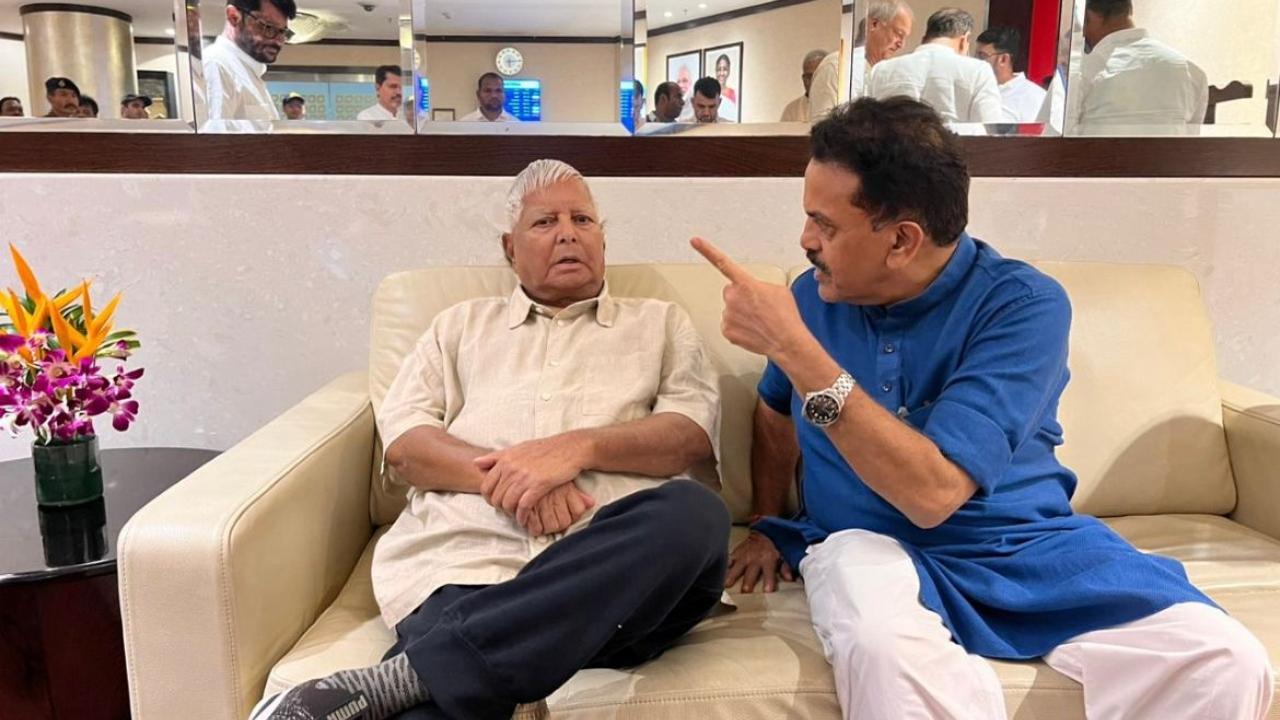 State Congress working president former minister Naseem Khan, former Mumbai Congress president Sanjay Nirupam, former minister Baba Siddiqui were among other leaders who reached the airport to welcome Lalu Prasad Yadav and Tejashwi