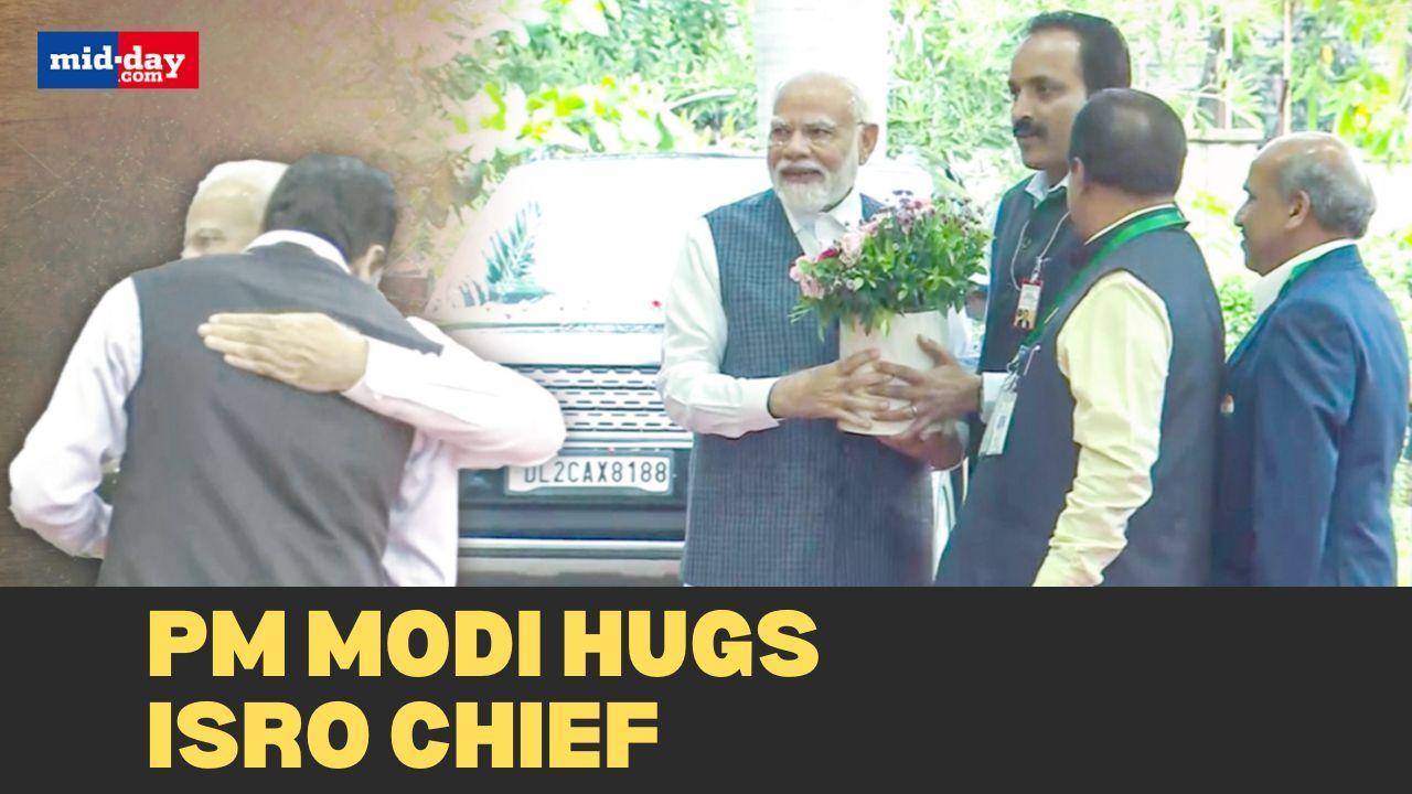 Chandrayaan-3: PM Modi hugs ISRO Chief S Somanath in Bengaluru