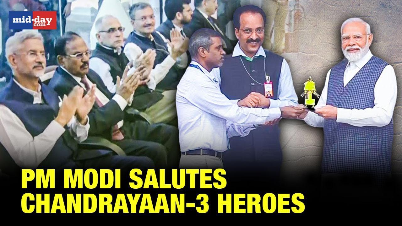 Chandrayaan-3 - PM Modi salutes ISRO heroes with S Jaishankar and Ajit Doval