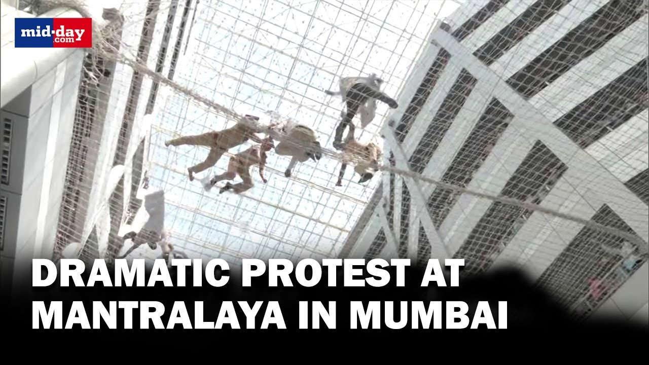 Dramatic protests break out at Mantralaya in Mumbai