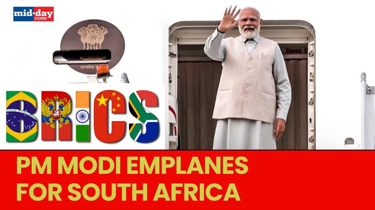 PM Modi embarks on South Africa journey to attend 15th BRICS Summit