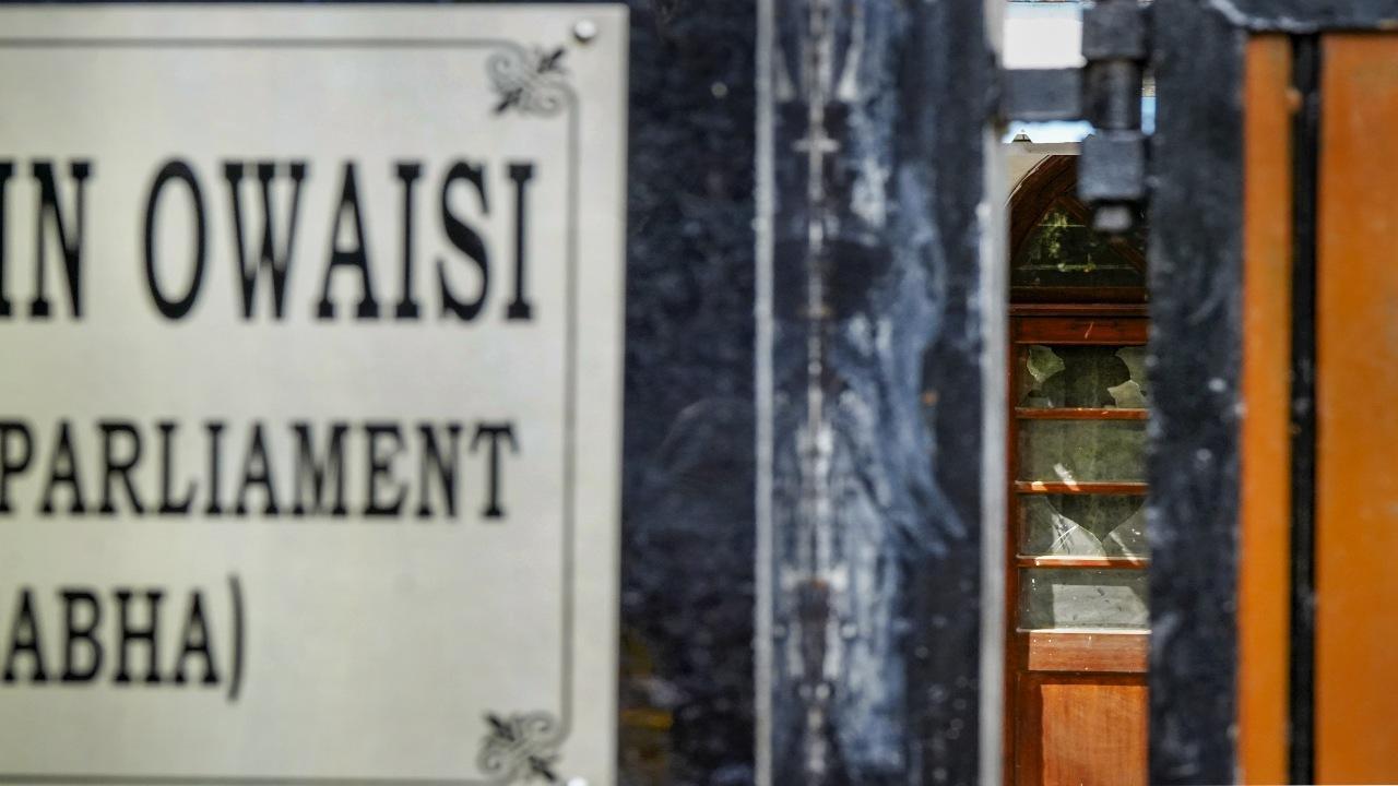 In Photos: Glasses on door of Asaduddin Owaisi's Delhi house broken