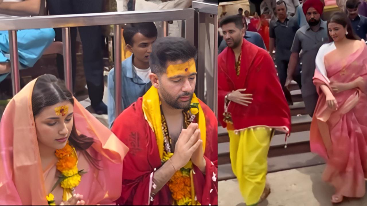Check out the heartwarming video of Parineeti Chopra and Raghav Chadha seeking blessings at the Mahakaleshwar Temple before their upcoming wedding. Read more.