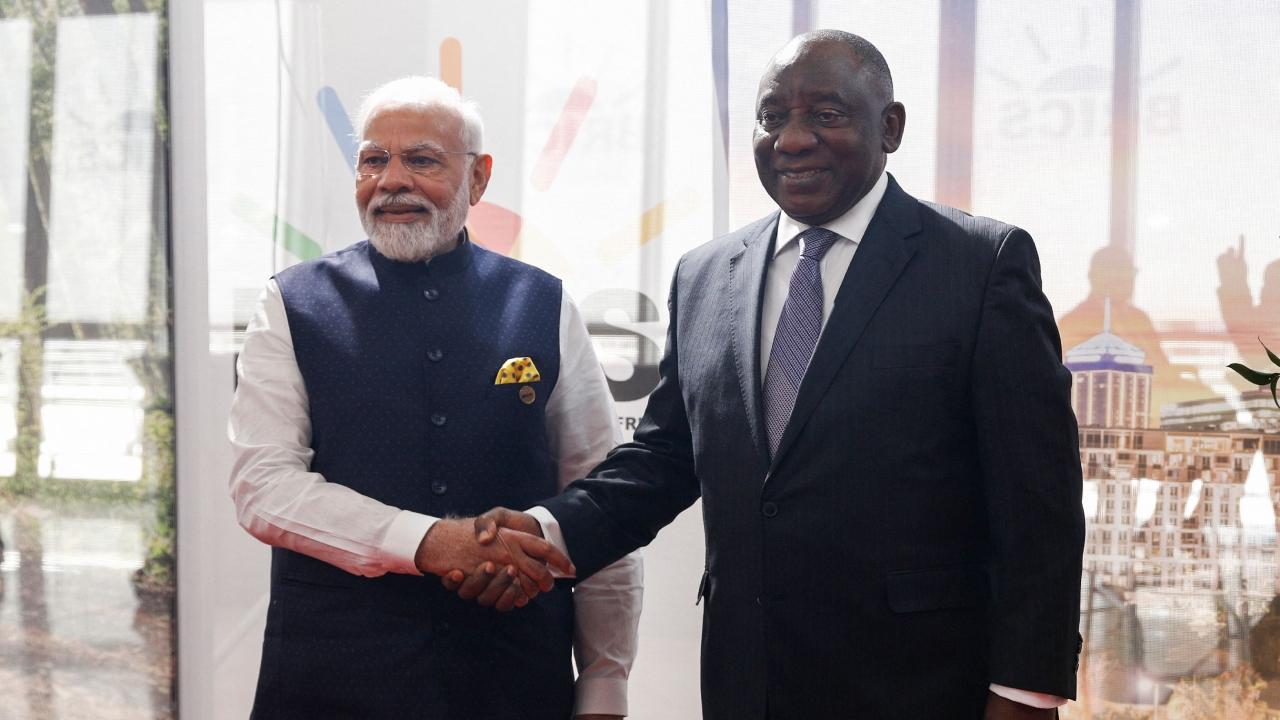 Prime Minister Modi, who is on a three-day visit to South Africa and Greece, reached here on Tuesday at the invitation of President Ramaphosa to attend the 15th BRICS Summit being held under the South African Chairmanship from August 22-24