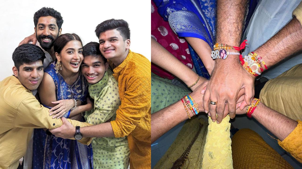 Pooja Hegde was surrounded by her brothers on Raksha Bandhan and a shared several pictures on Instagram