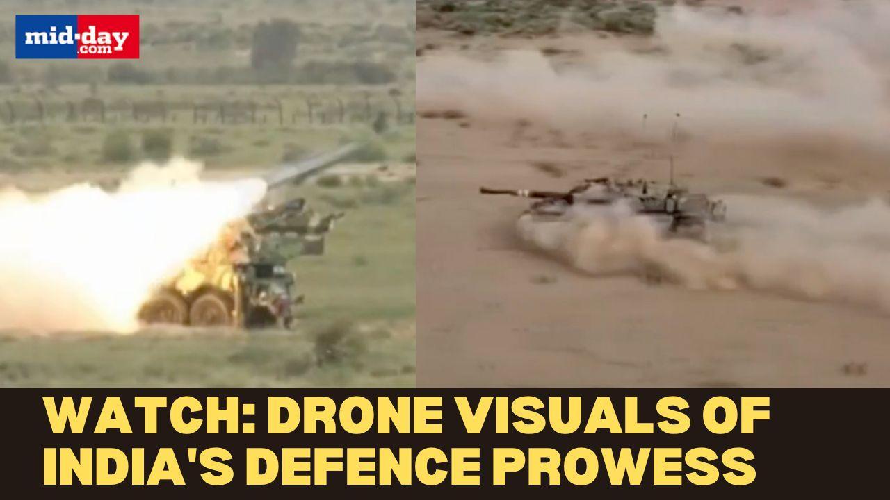 India's defence staff perform firepower demonstration at Pokhran 