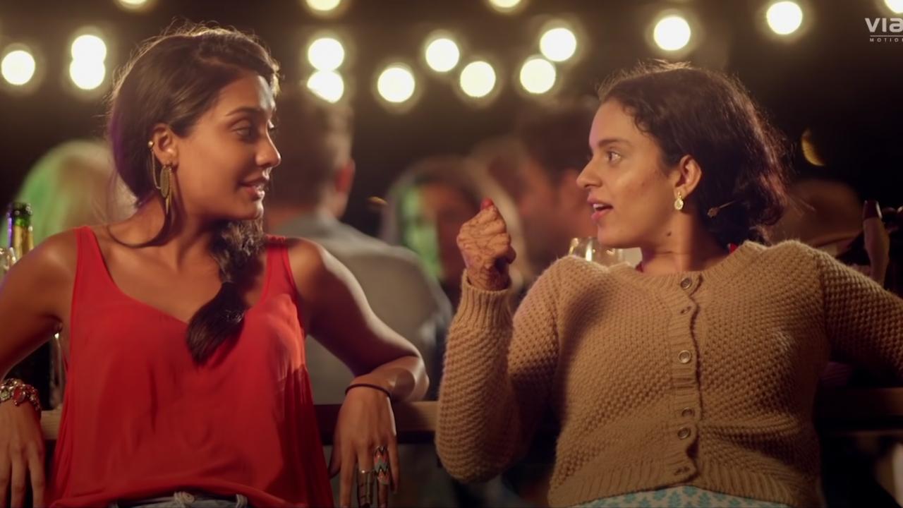 'Queen' showcases friendship through Rani's (Kangana) interactions with Vijaylakshmi (Lisa Haydon) and her other newfound companions during her solo journey, highlighting how shared experiences and support transcend cultural and linguistic barriers. 