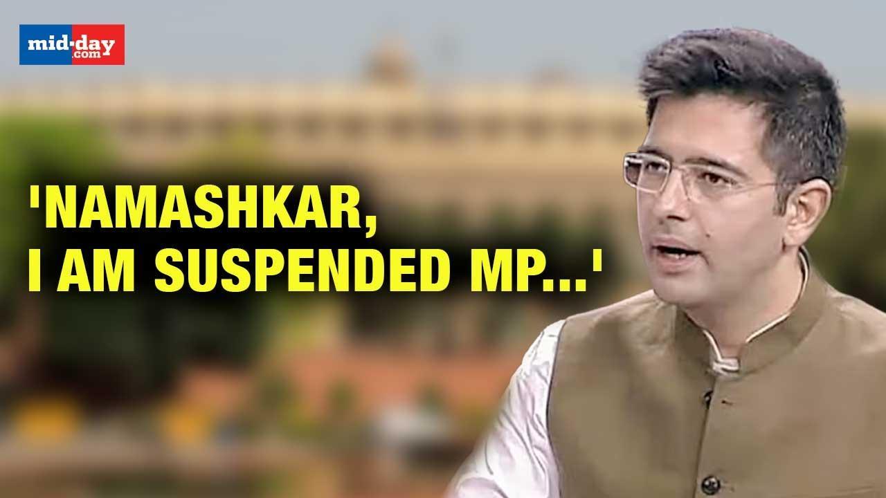 Watch Raghav Chadha's first reaction after suspension from Rajya Sabha