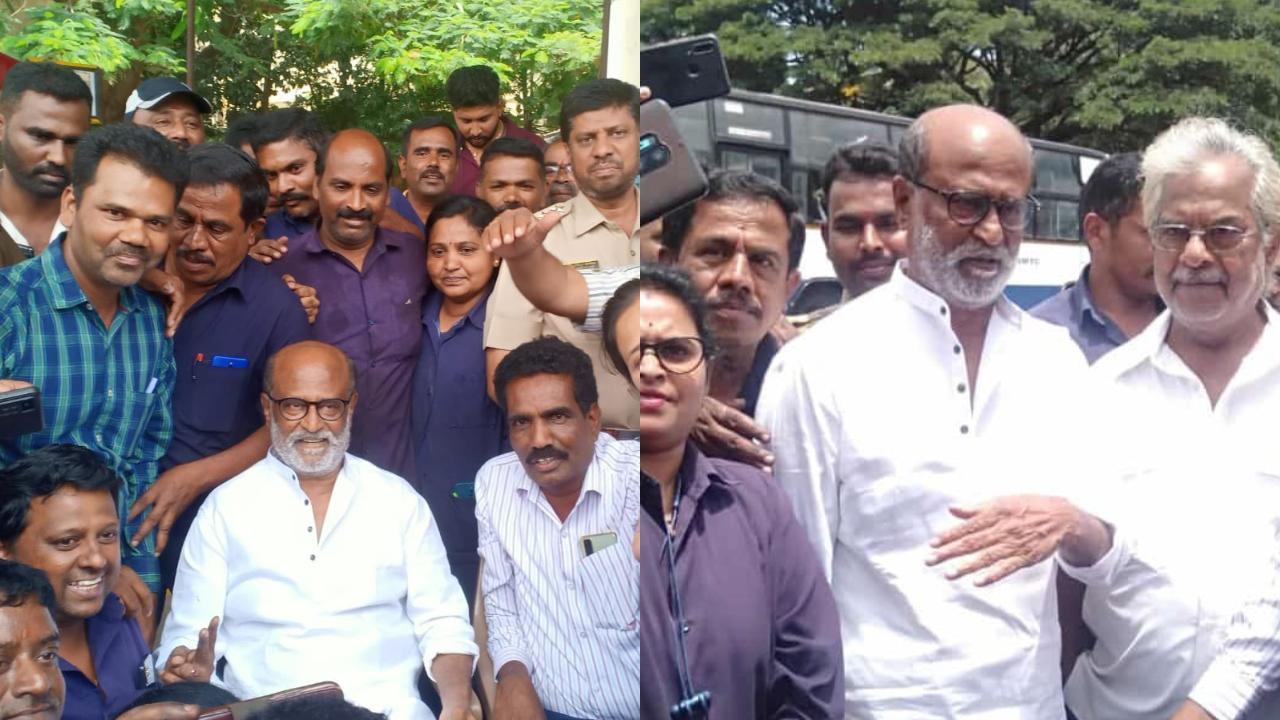 Rajinikanth surprises employees of no-4 of BMTC in Bengaluru with a visit