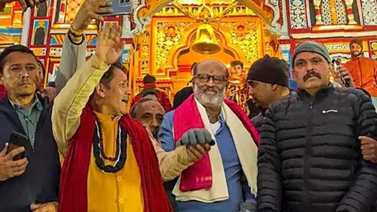 Superstar Rajinikanth visits Badrinath Temple to offer prayers after 'Jailer' release; interacts with fans