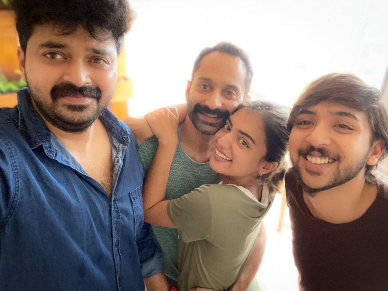 Malayalam film industry's beloved couple, Fahadh Faasil and Nazriya Nazim pose with their respective siblings. Nazriya's brother Naveen and Fahadh's brother Farhaan are both actors as well 