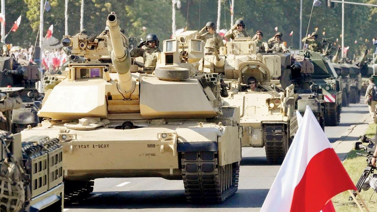 US-made Abrams tanks during the Polish Army Day parade in Warsaw. Pic/AP