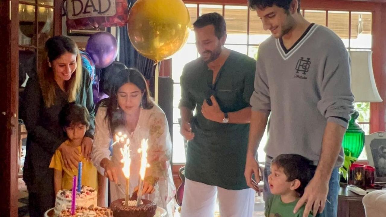 On Saif Ali Khan's birthday, Kareena Kapoor took to Instagram to share a photo from their vacation, while Sara Ali Khan took balloons and cake to greet her father. Read More
