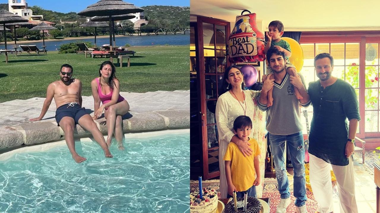 Saif Ali Khan birthday: Kareena Kapoor shares shirtless photo of actor, Sara Ali Khan poses with brothers