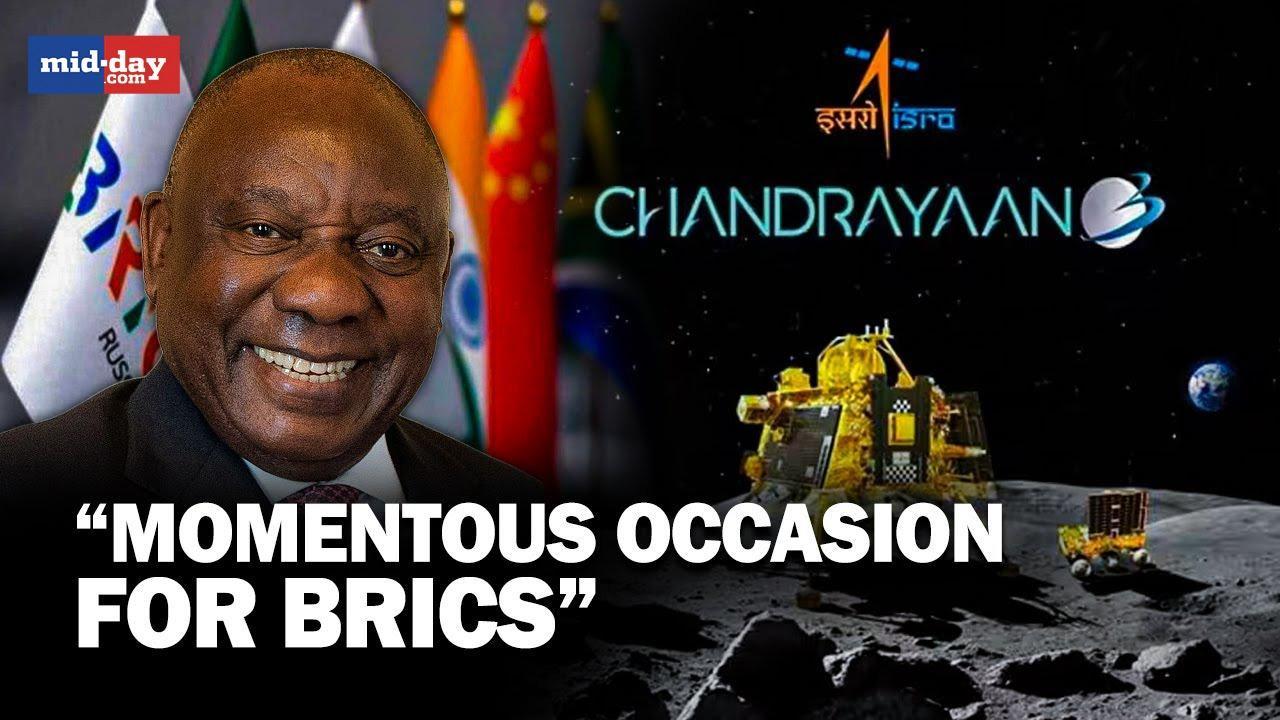 BRICS Summit 2023 President Ramaphosa congratulates India for Chandrayaan-3 