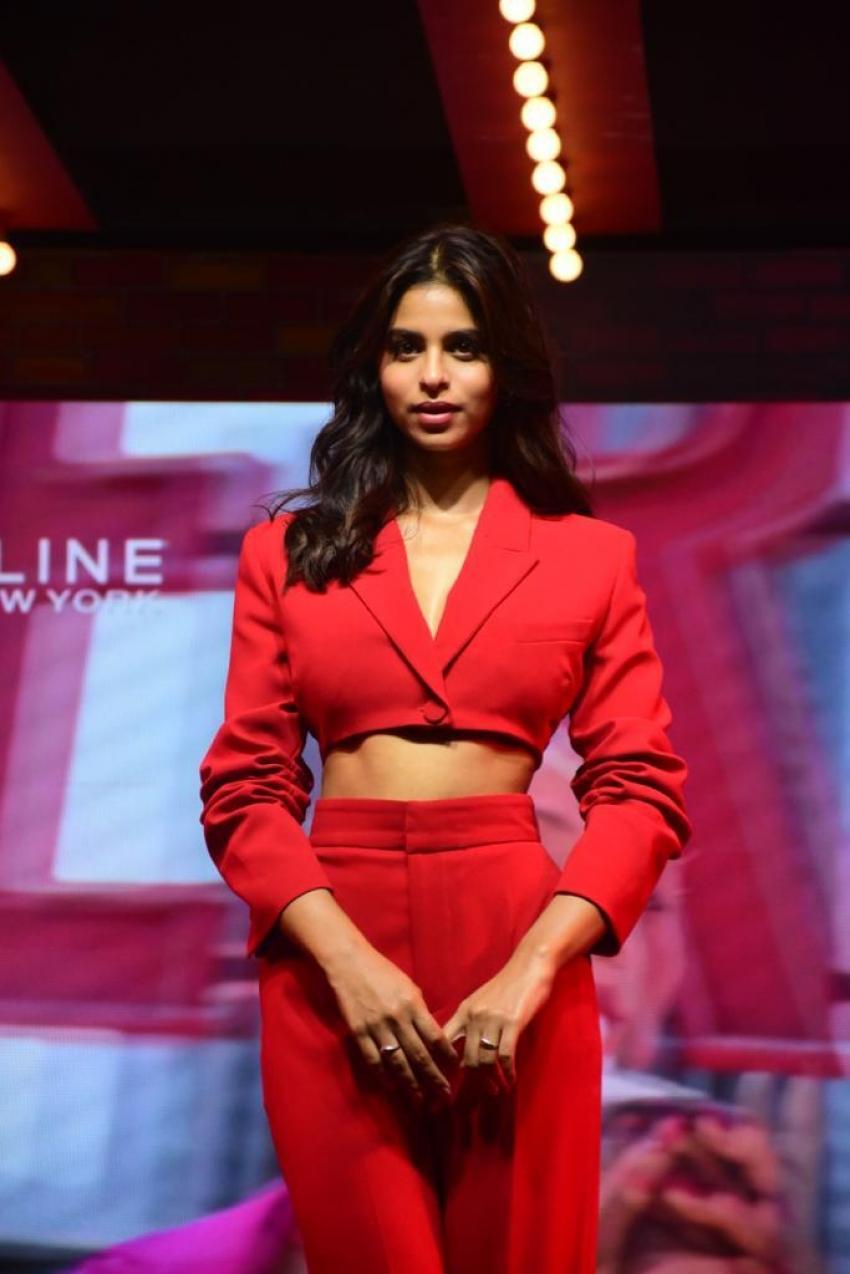 Suhana wore this red pantsuit for her very own Maybelline campaign launch!