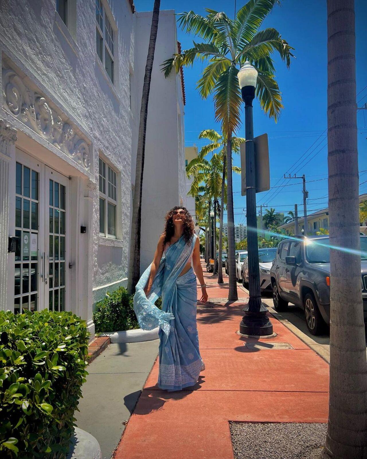 Taking over Hollywood in a blue saree
