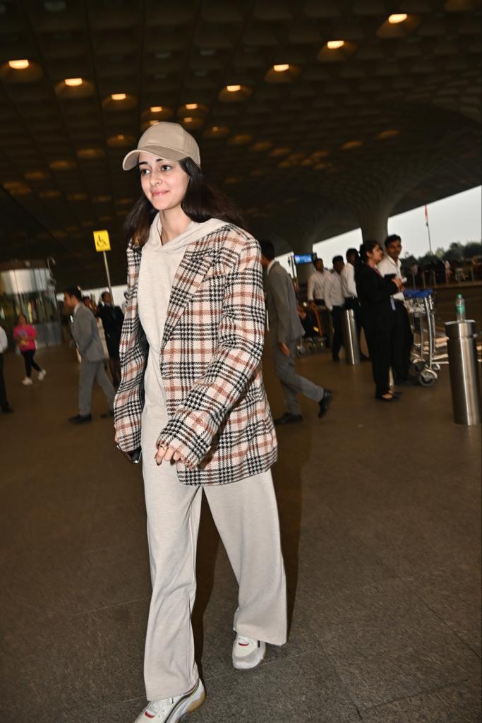 Ananya Panday was seen at the airport as she jetted off with her rumoured boyfriend Aditya Roy Kapur