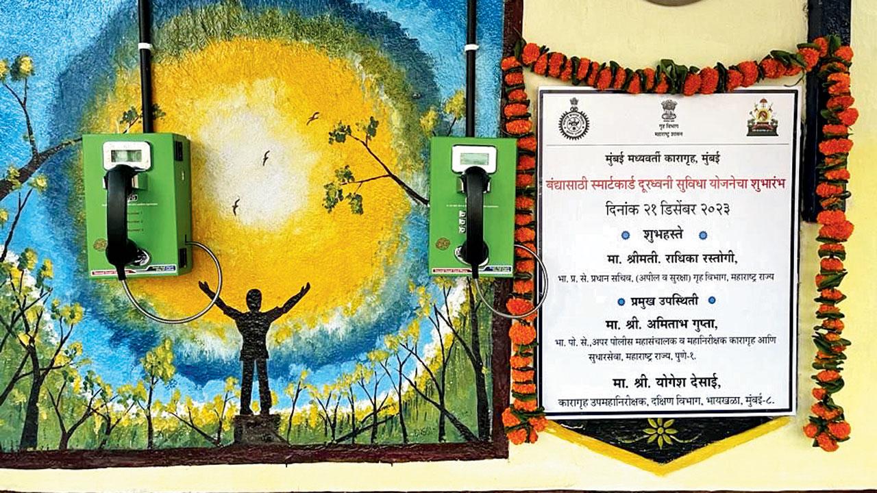 Newly installed smart card telephone unit at Arthur Road jail