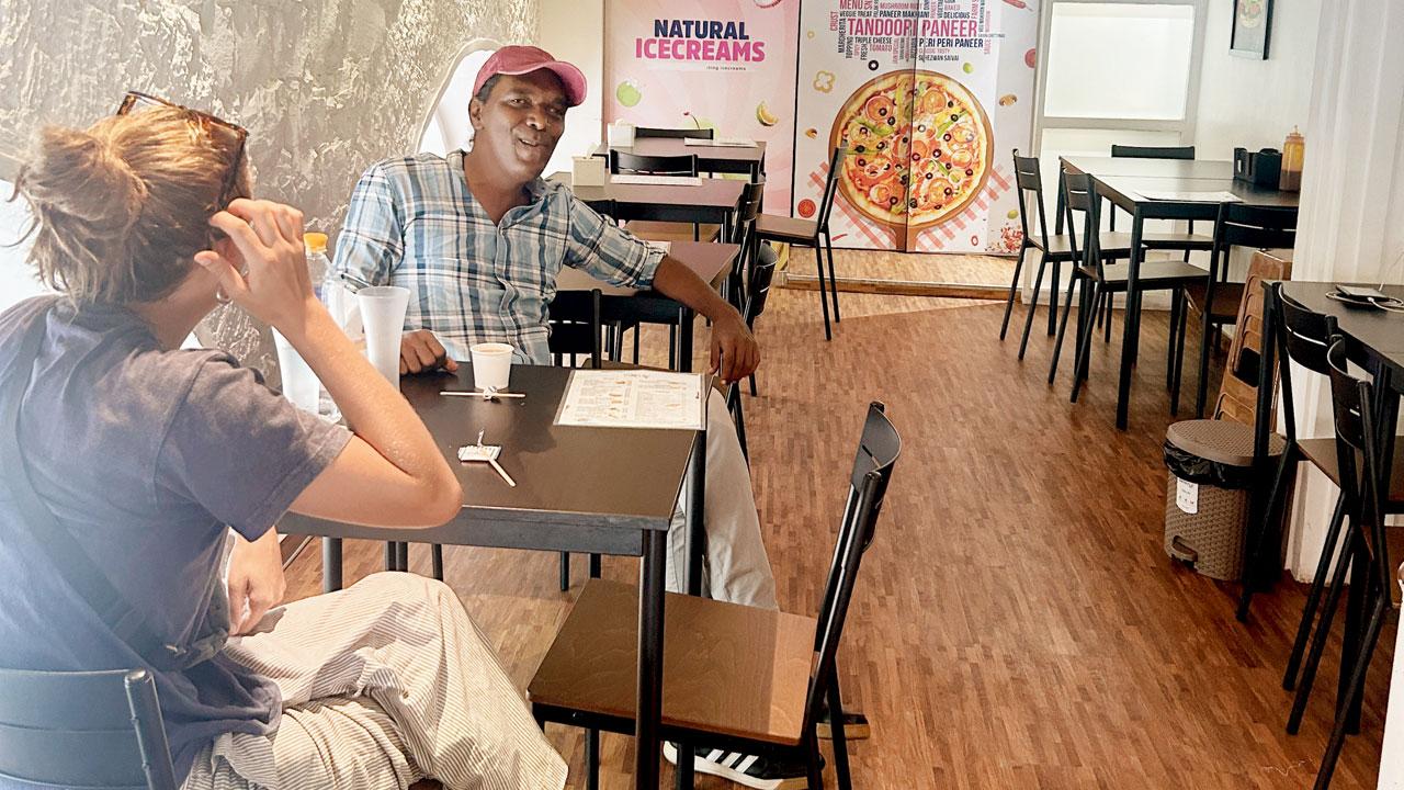 The seating on the café’s mezzanine level