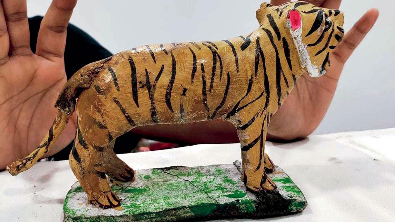 A tiger figurine made from clay