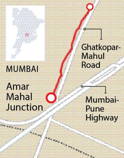 The Siddharth Colony station, at Kurla signal; The Kurla end of the now-dropped Amar Mahal Junction Metro station