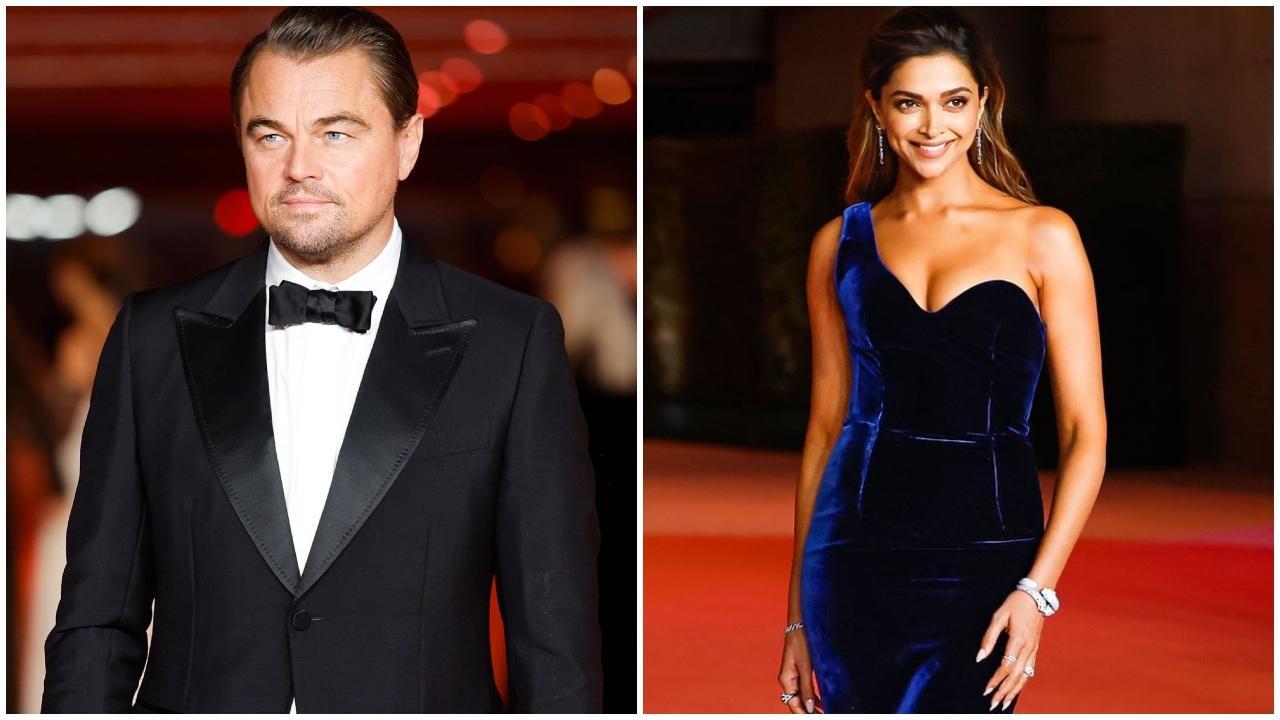 Leonardo DiCaprio and Deepika Padukone at the Academy gala