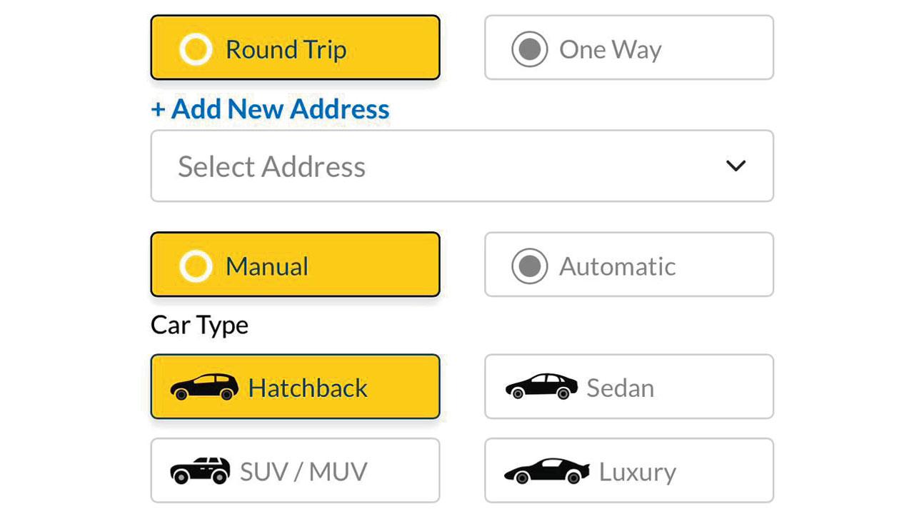 The booking page on the site
