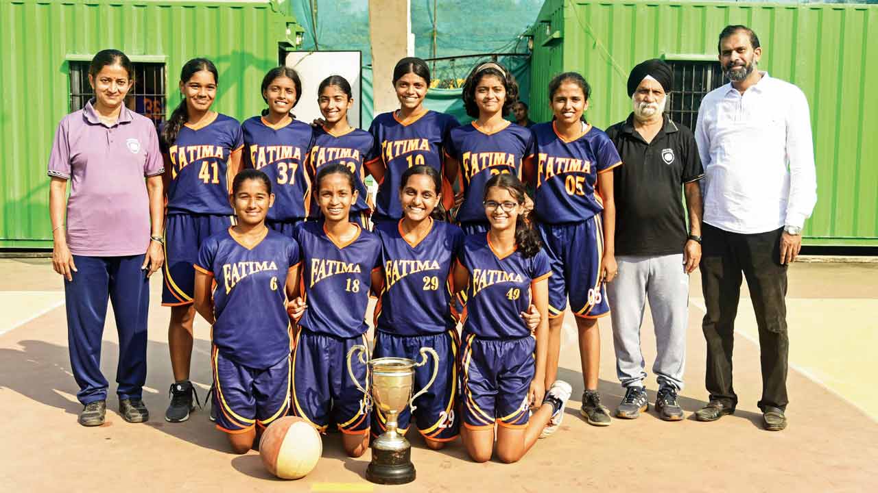 Girls U-16 champions Fatima High School with the winner’s trophy