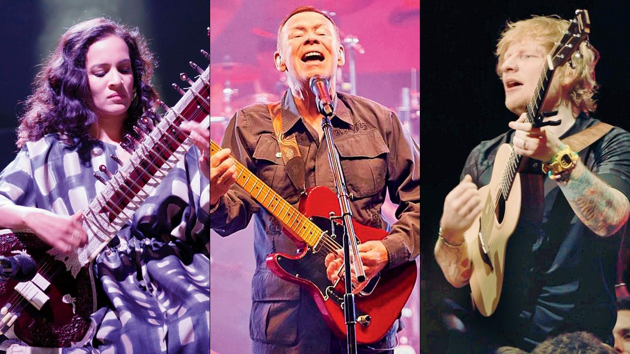 Anoushka Shankar, Ali Campbell of UB40 and Ed Sheeran