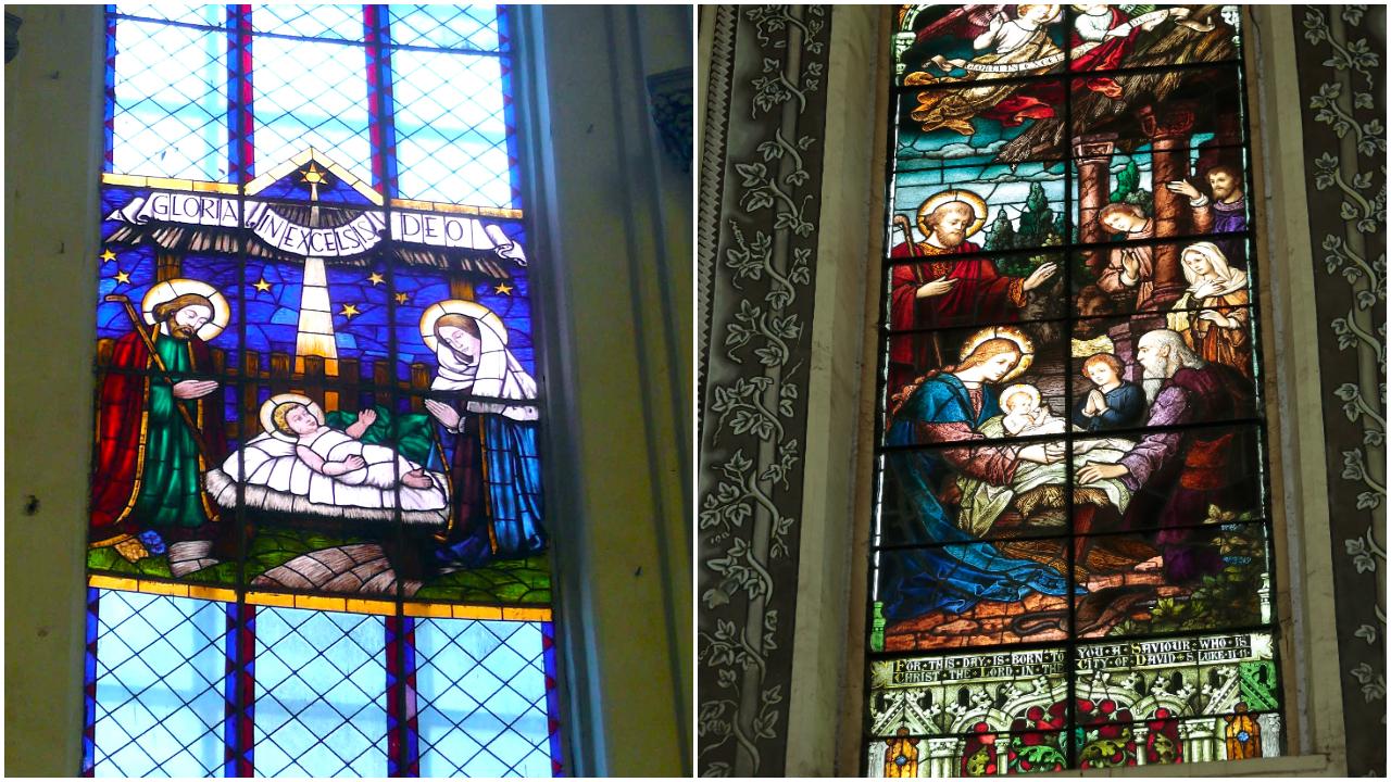The efforts of Lewis and Cardoz were immediately recognised and they received the UNESCO Asia-Pacific Awards for Cultural Heritage Conservation in 2019 for Gloria church (left). At Holy Name Cathedral (right) in Colaba, Joynel Fernandes, who is the assistant director at the Archdiocesan Heritage Museum in the Goregaon seminary, says the Nativity of Jesus is depicted beautifully. The altar depicts the birth of Jesus in three panels – with the Annunciation (left), the name of Jesus, I H S, (centre), and the beautiful birth of Jesus (right) – through its very European-inspired depiction.