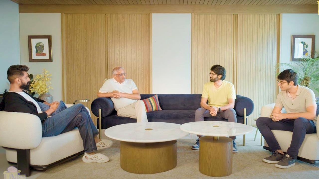 (From left) Actor Rana Daggubati, host Kishore Biyani, business tycoons Harsh Lal and Aadit Palicha in a conversation. Picture Courtesy/Youtube