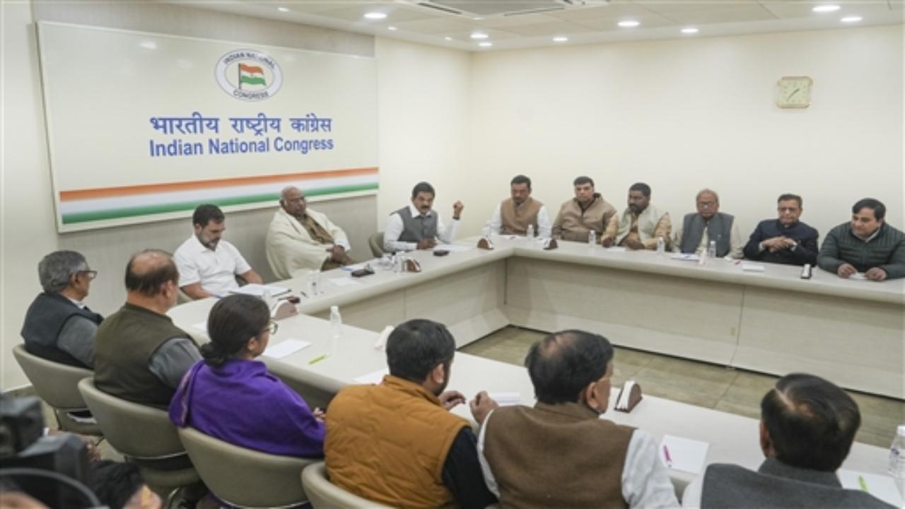 Congress president Mallikarjun Kharge and party leader Rahul Gandhi held a meeting with Bihar Congress leaders here on Tuesday to discuss the strategy for the upcoming Lok Sabha polls, including seat sharing