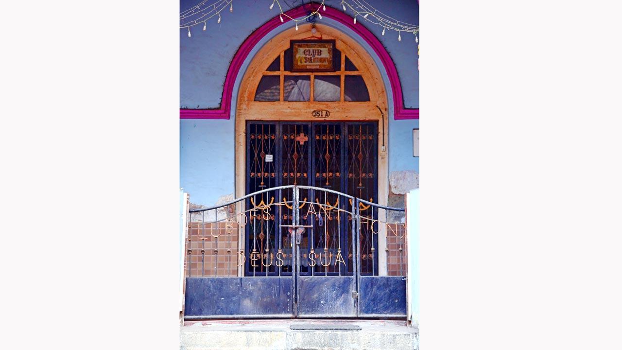 The ornate blue and pink exterior of the Club Of St Anthony (Deussua), which boasts 3,000 members. Pic/Shadab Khan