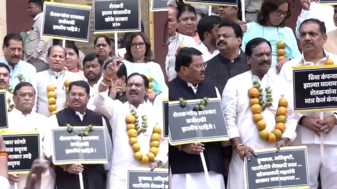 Oppn leaders stage protest demanding agricultural support for farmers