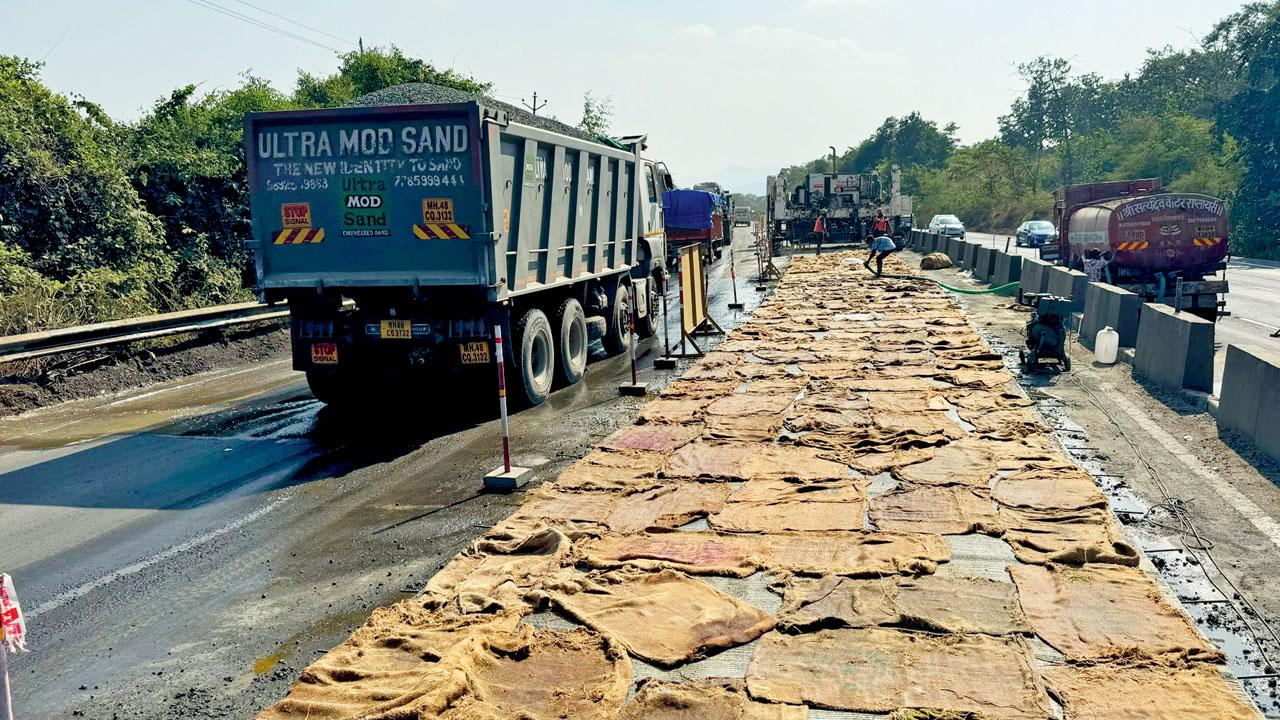 At least two lanes of the highway are kept open to keep traffic moving