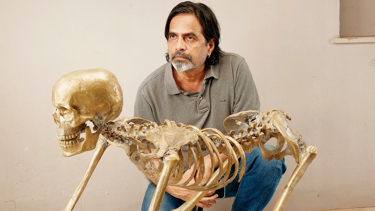 Shetty with a piece from the  exhibition. PIC COURTESY/the artist