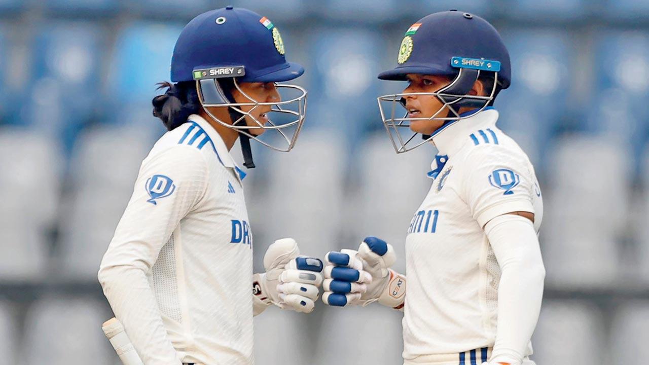 Smriti Mandhana (left) and Shafali Verma during their 90-run stand 