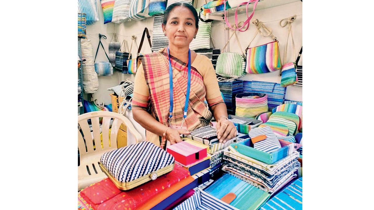 Rajiben Vankar with her upcycled plastic products. PIC COURTESY/Instagram