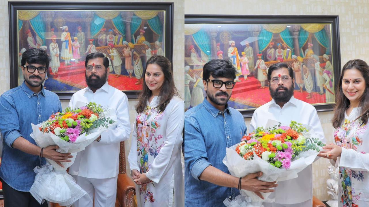 Ram Charan and Upasana Konidela meet Maharashtra CM Eknath Shinde during visit to Mumbai